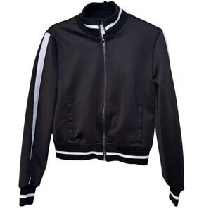 Wet Seal Black & White‎ Varsity Bomber Jacket, Size Medium